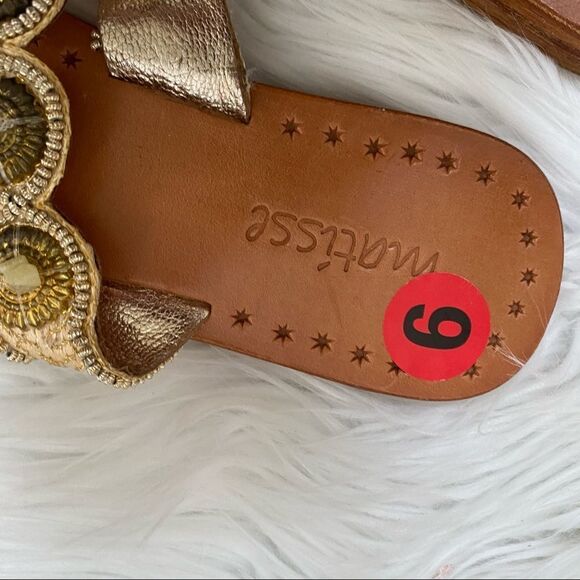 NEW! Matisse Frida Brown Leather Embellished Slip On Thong Sandals 9 - Picture 5 of 5